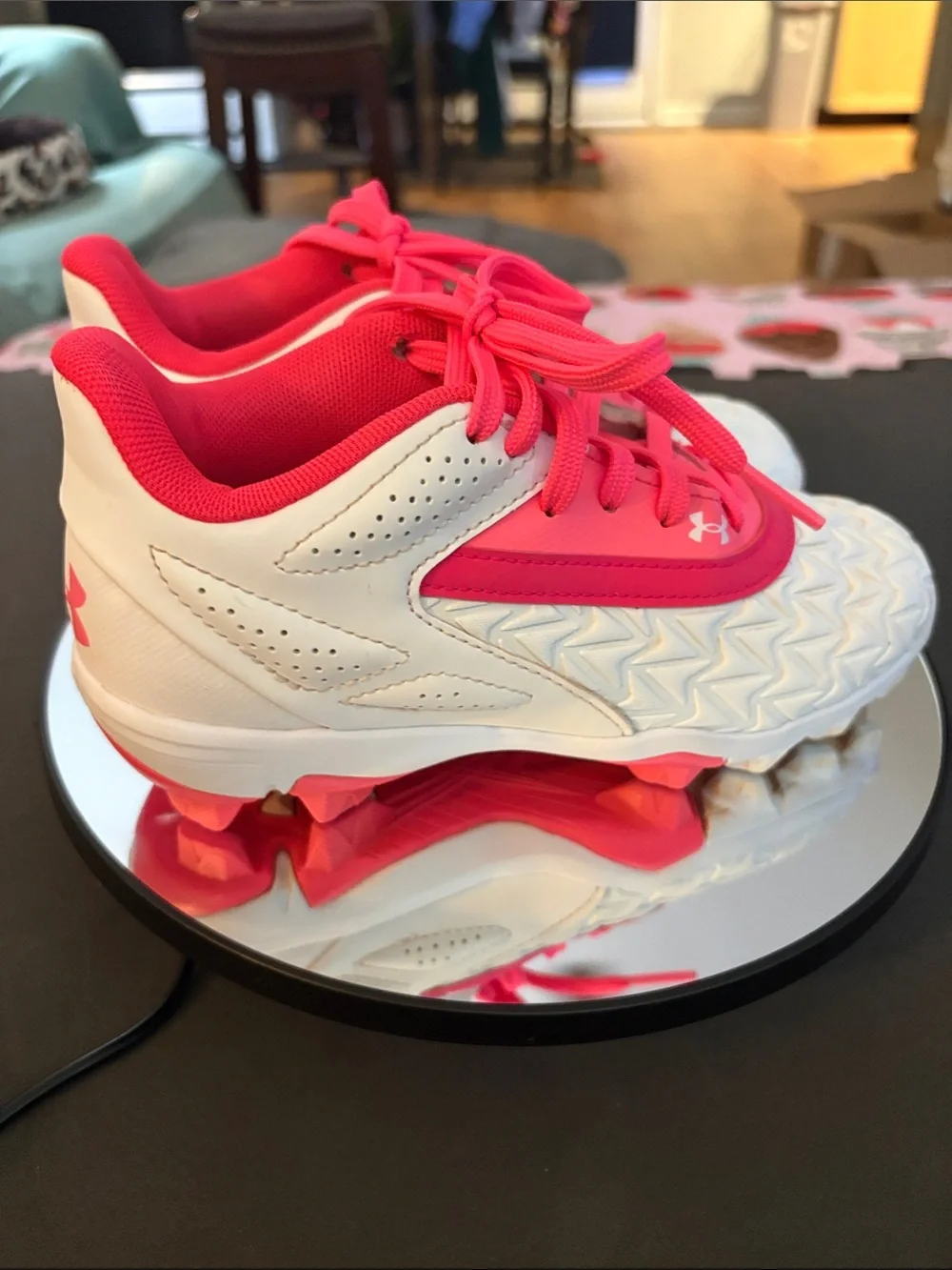Under Armour Kids White and Hot Pink Athletic Sneakers